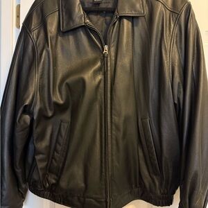 Croft & Barrow Black Leather Bomber Jacket